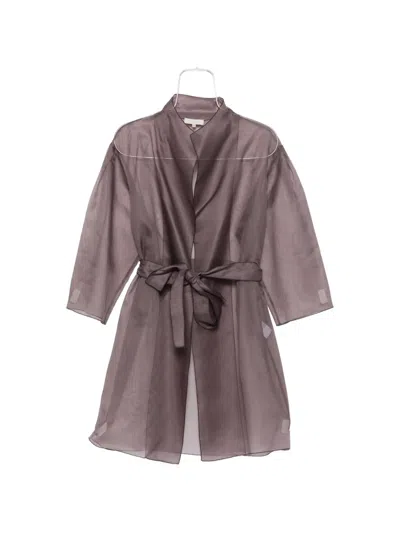 Antonelli Sheer Belted Coat In Gray