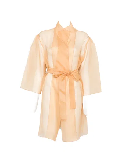 Antonelli Sheer Belted Coat In Orange