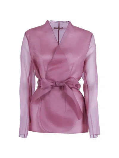 Antonelli Sheer Belted Jacket In Pink