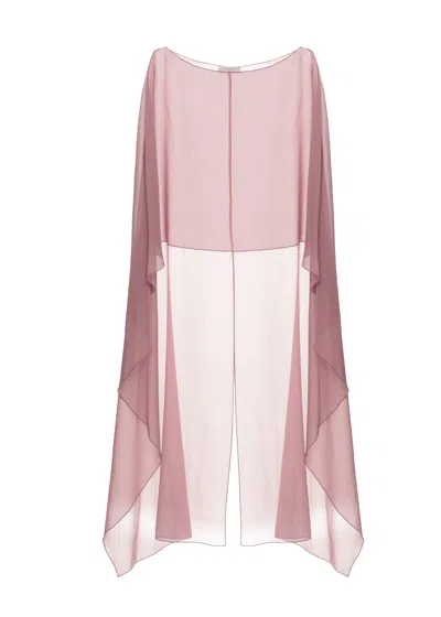 Antonelli Sheer Pink Silk Stole With Rear Vent In Multi