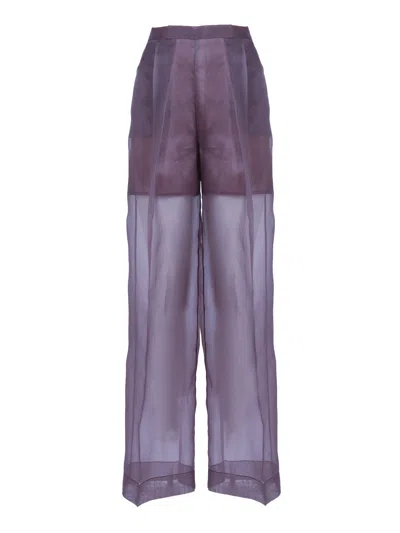 Antonelli Sheer Wide-leg Pants With High Waist In Purple