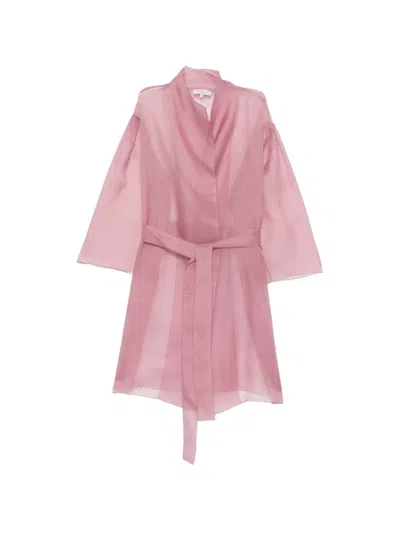 Antonelli Sheer Wrap Dress In Pink