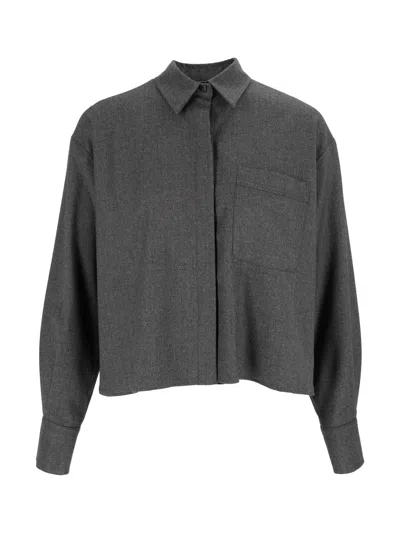 Antonelli Bead-embellished Cropped Shirt In Gray