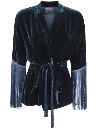 Antonelli Fringed Velvet Top In Multi