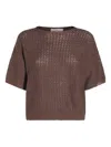 Antonelli Brown Linen And Cotton Top In Brown
