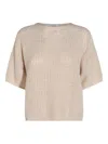 Antonelli Beige Linen And Cotton Top In Neutrals