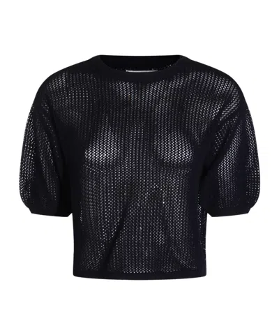 ANTONELLI ANTONELLI FIRENZE OPEN-KNIT SHORT-SLEEVE SWEATER