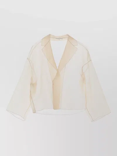 Antonelli Silk Blazer Loose Fit Lapel Collar Sheer In Neutral