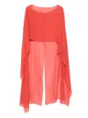 Antonelli Round-neck Ruffle Cape In Red