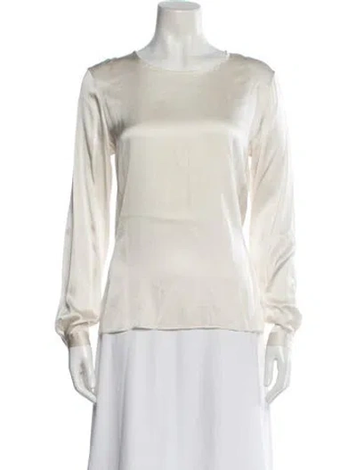 Pre-owned Antonelli Silk Crew Neck Blouse W/ Tags In Neutral