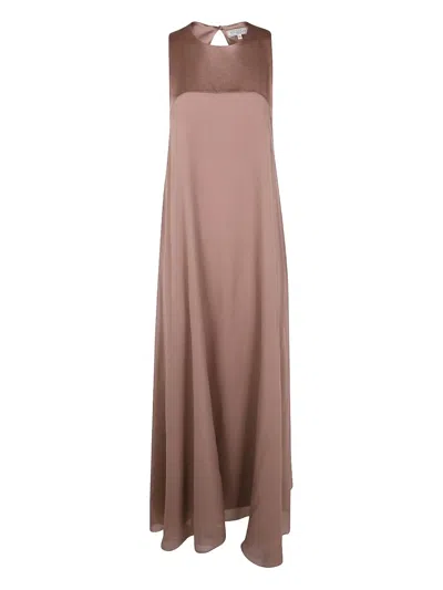 Antonelli Silk Midi Dress In Brown