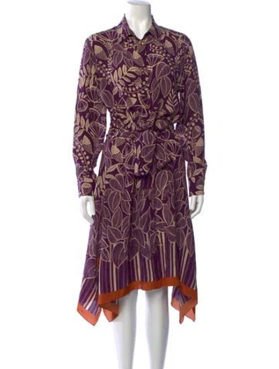 Pre-owned Antonelli Silk Midi Length Dress In Purple