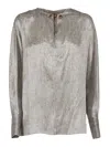 Antonelli Silk Shirt With Classic Collar And Buttoned Cuffs In Gray
