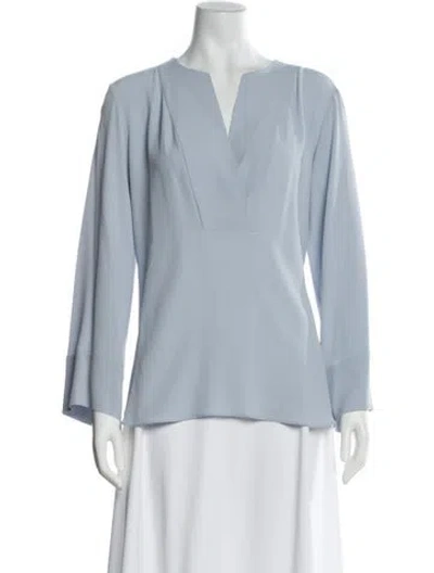 Pre-owned Antonelli Silk V-neck Blouse W/ Tags In Blue