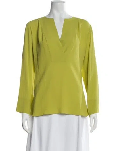 Pre-owned Antonelli Silk V-neck Blouse W/ Tags In Green