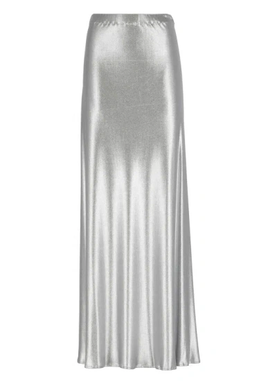 Antonelli High-waist Satin Maxi Skirt In Silver