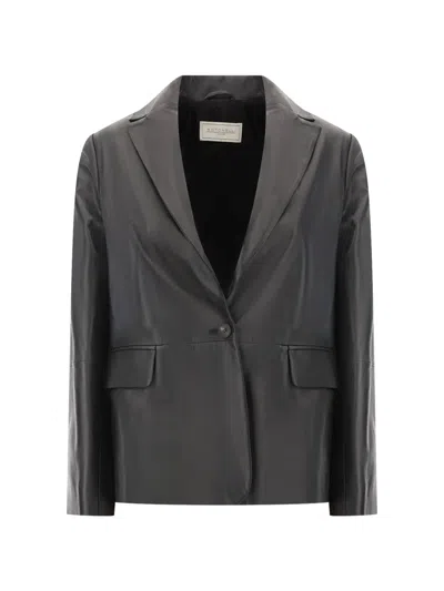 Antonelli Single-breasted Lambskin Jacket In Black