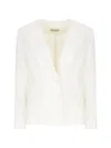 Antonelli Single-button Collarless Jacket In White