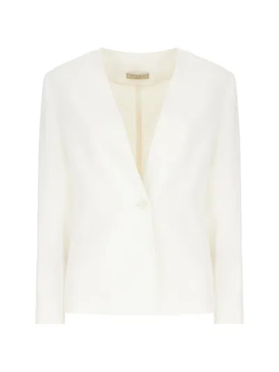 Antonelli Single-button Collarless Jacket In White