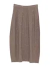 Antonelli Tortora Midi Skirt With Subtle Shimmer And Flared Silhouette In Brown