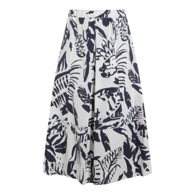 Antonelli Dark Blue Cotton Midi Skirt