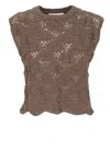 Antonelli Sleeveless Brown Cotton Blend Top In Brown
