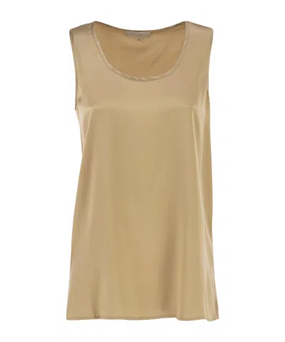 Antonelli Sleeveless Satin-finish Top In Neutral