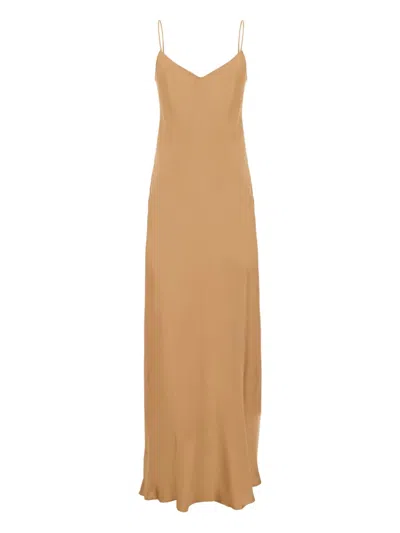Antonelli Slip Midi Dress In Brown