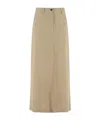 Antonelli Refined Midi Skirt With Side Slits In Brown