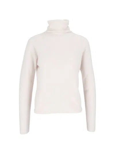 Antonelli Soft Folded Collar Long-sleeve Turtleneck Sweater In White