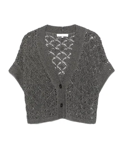 Antonelli Sparkle-decorated Knitted Sweater In Gray