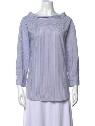 Pre-owned Antonelli Striped Bateau Neckline Blouse In Blue