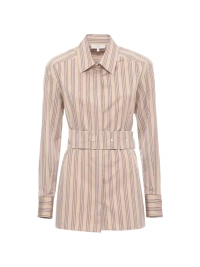 Antonelli Striped Belted Shirt In Brown