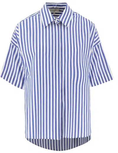 Antonelli Striped Cotton Short-sleeved Shirt In Blue/white