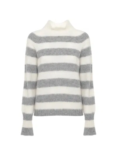 Antonelli Striped Roll-neck Sweater In White
