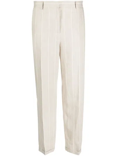 ANTONELLI 条纹直筒亚麻长裤