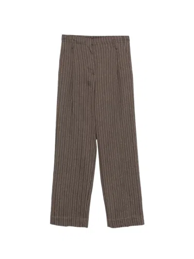 Antonelli Striped Trousers In Brown