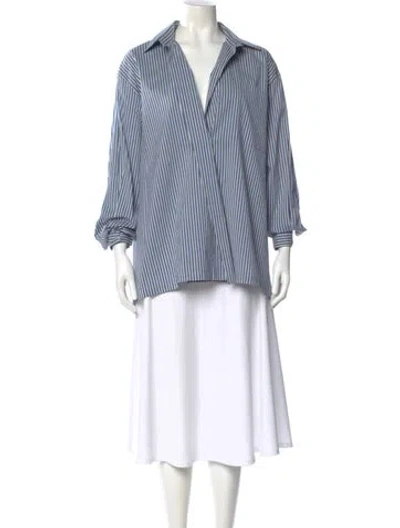 Pre-owned Antonelli Striped V-neck Blouse In Blue