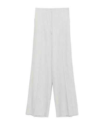 Antonelli Striped Zipper Casual Pants In White