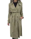 Antonelli Suede Trench Coat In Olive Green In Green