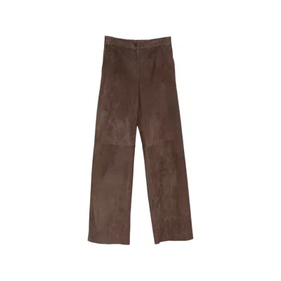 Antonelli Suede Wide-leg Trousers In Brown
