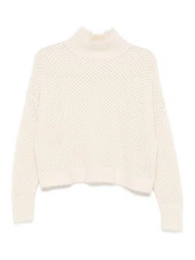 Antonelli Open-knit Mock-neck Sweater In Neutral