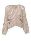 Antonelli Open Knit Sweater In Beige