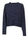 Antonelli Cropped Knit Sweater With Subtle Sequin Detailing In Blue