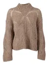 Antonelli Long-sleeved Knitted Sweater In Brown
