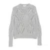 Antonelli Sequin-embellished Diamond-pattern Sweater In Gray