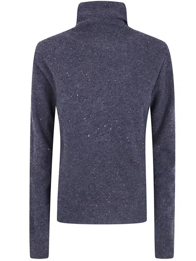 Antonelli Sequin-embellished Roll-neck Sweater In Blue