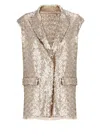 Antonelli Gold Paillettes Pattern Gilet With Peak Lapel