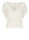 Antonelli Paillette-embellished Ivory Sweater With Wide Neckline In White