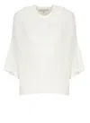Antonelli Perforated White Cotton Sweater With Relaxed Fit